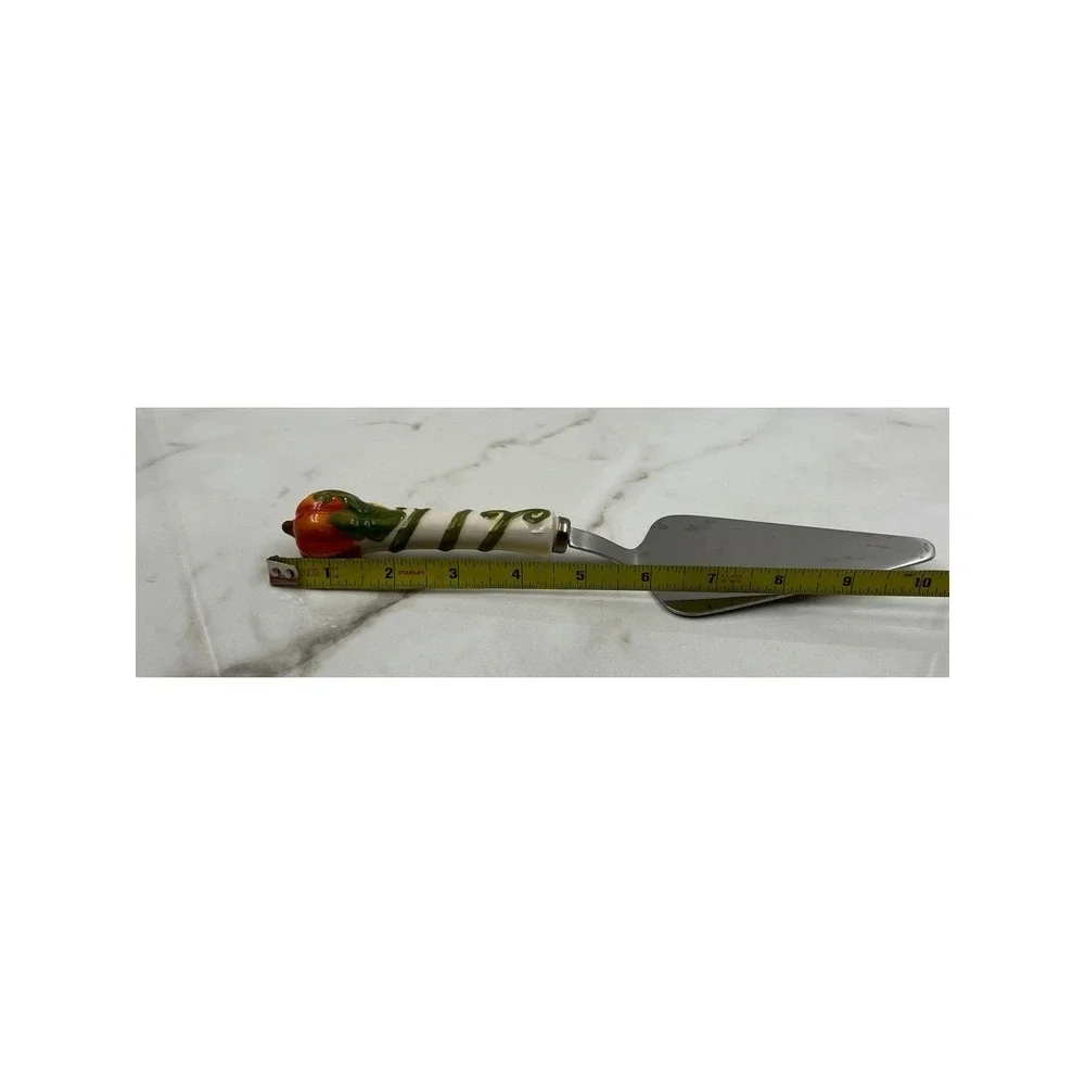 Temp-tations by Tara Pumpkin Harvest Pie Server Stainless Steel Ceramic Handle